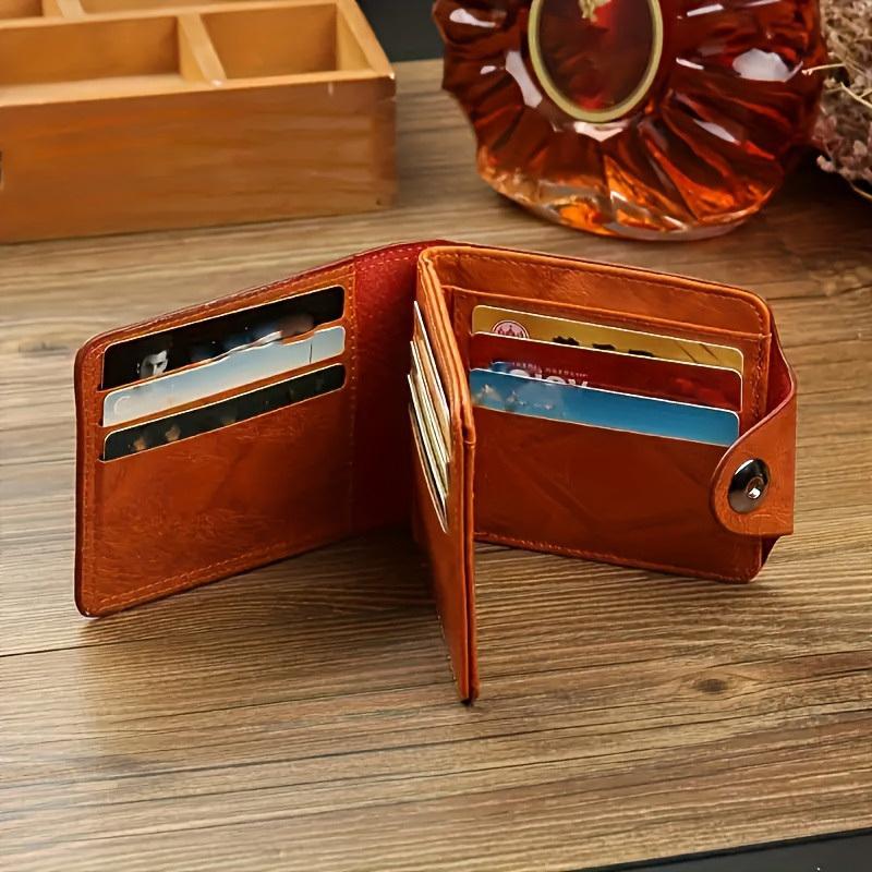 Retro Banknote Design Wallet, Unisex Slim Snap-Closure Coin Purse with Multiple Card Slots, Black & Brown Durable for Everyday Use