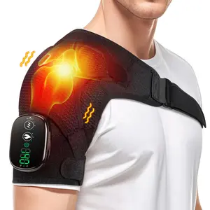 Touchscreen Display Shoulder Massager, Three Heat Levels, Three Vibration Modes, 5000mah Battery, 90cm Elastic Strap, Home Shoulder Relief