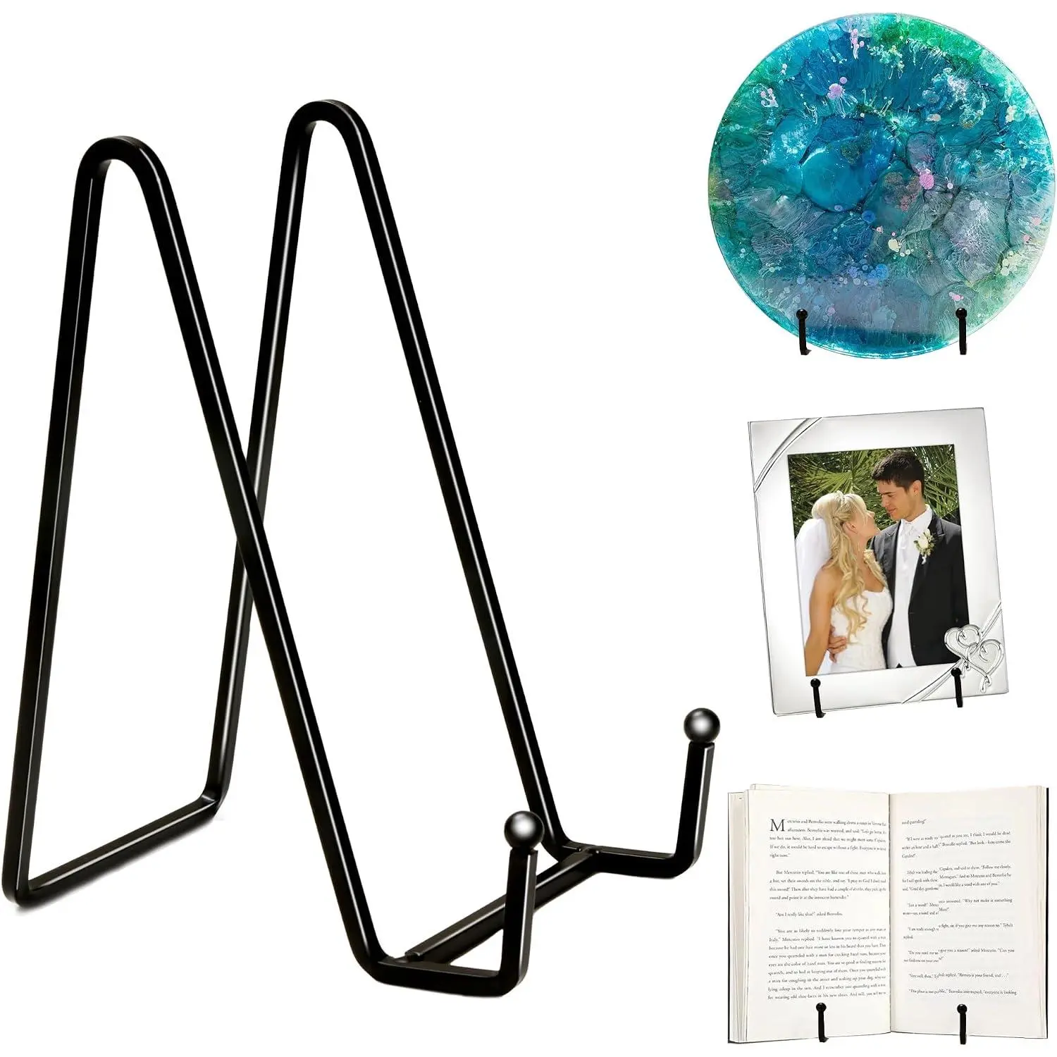 3 Pack 6" Metal Square Plate Stands for Display,Plate Holders Display Stands Can Be  for Picture Stands,Book Stands for Display,Plate Display Stands,Easel,Photo Frame Stands,Plaque Stands,Desktop Stand.