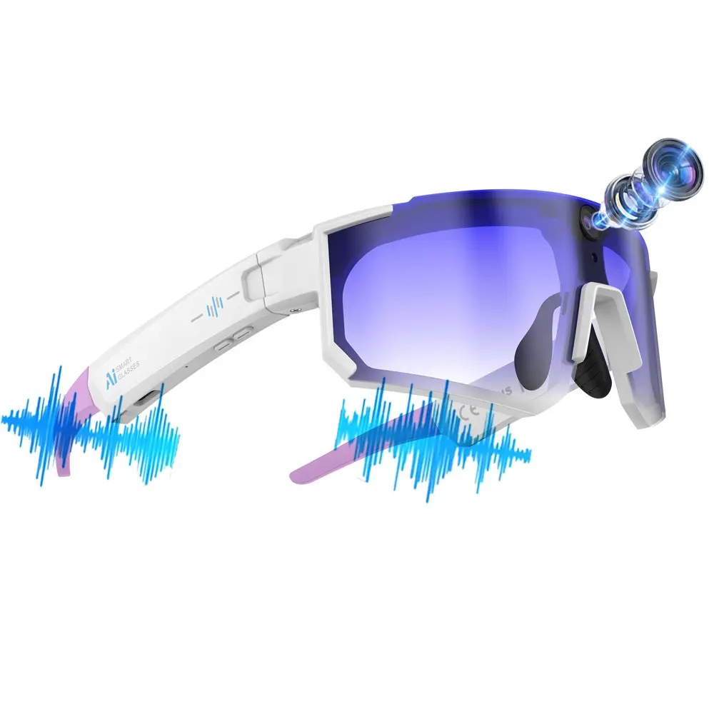 Audio AI Smart Glasses for Sport,8MP Camera, 360°Surround Sound Audio ,One Click Recording,First Person Shooting, AI Voice Assistant, AI Real Time Translation,Al Object Recognition,290Mah Battery,Bluetooth Call, Music Playback