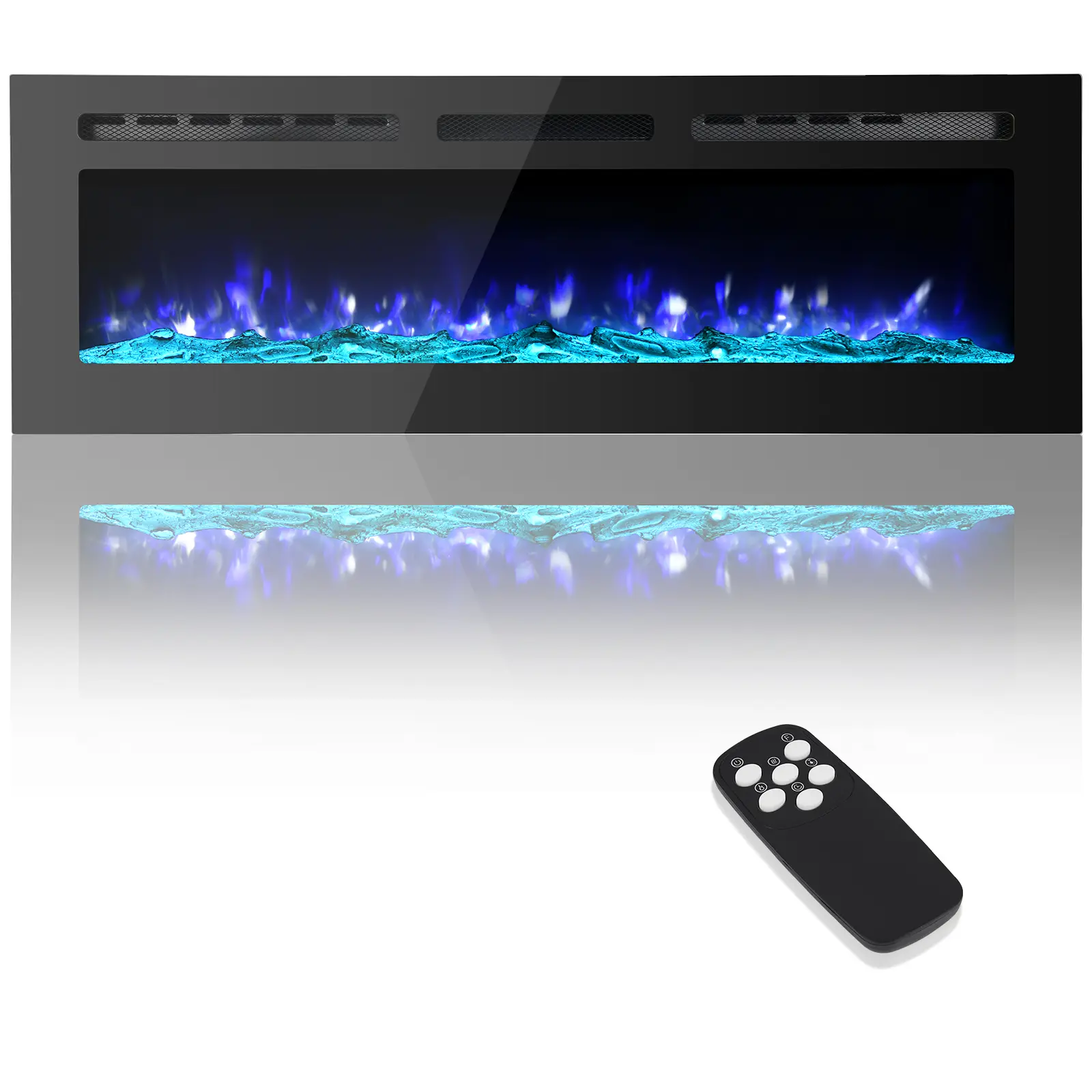 Garvee 60" Electric Fireplace Heaters, 1500/750W Insert & Wall Mount Electric Fireplace with Remote Control, Timer, 12 Adjustable Color Flame for Bedroom, Living Room