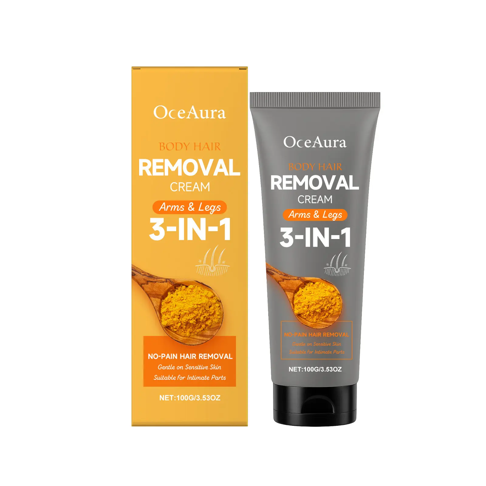 Turmeric Hair Removal Cream, Moisturizing and Cleansing Body Skin, Gentle and Comfortable Daily Care, Soft Touch Hair Remover, Moisturizer