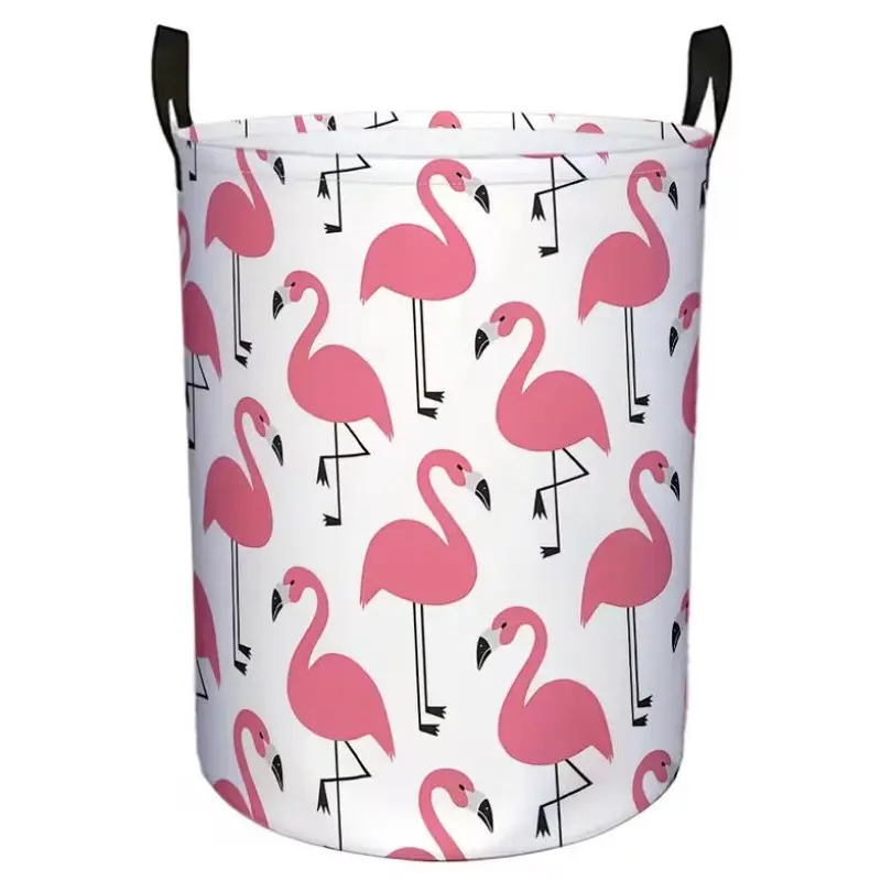 1pc, Pink Laundry Basket with Flamingo - Modern Storage Box, Suitable for Bedroom, Bathroom Decor, Room Organization, Flamingo Themed Basket for Clothes, Shelf Baskets