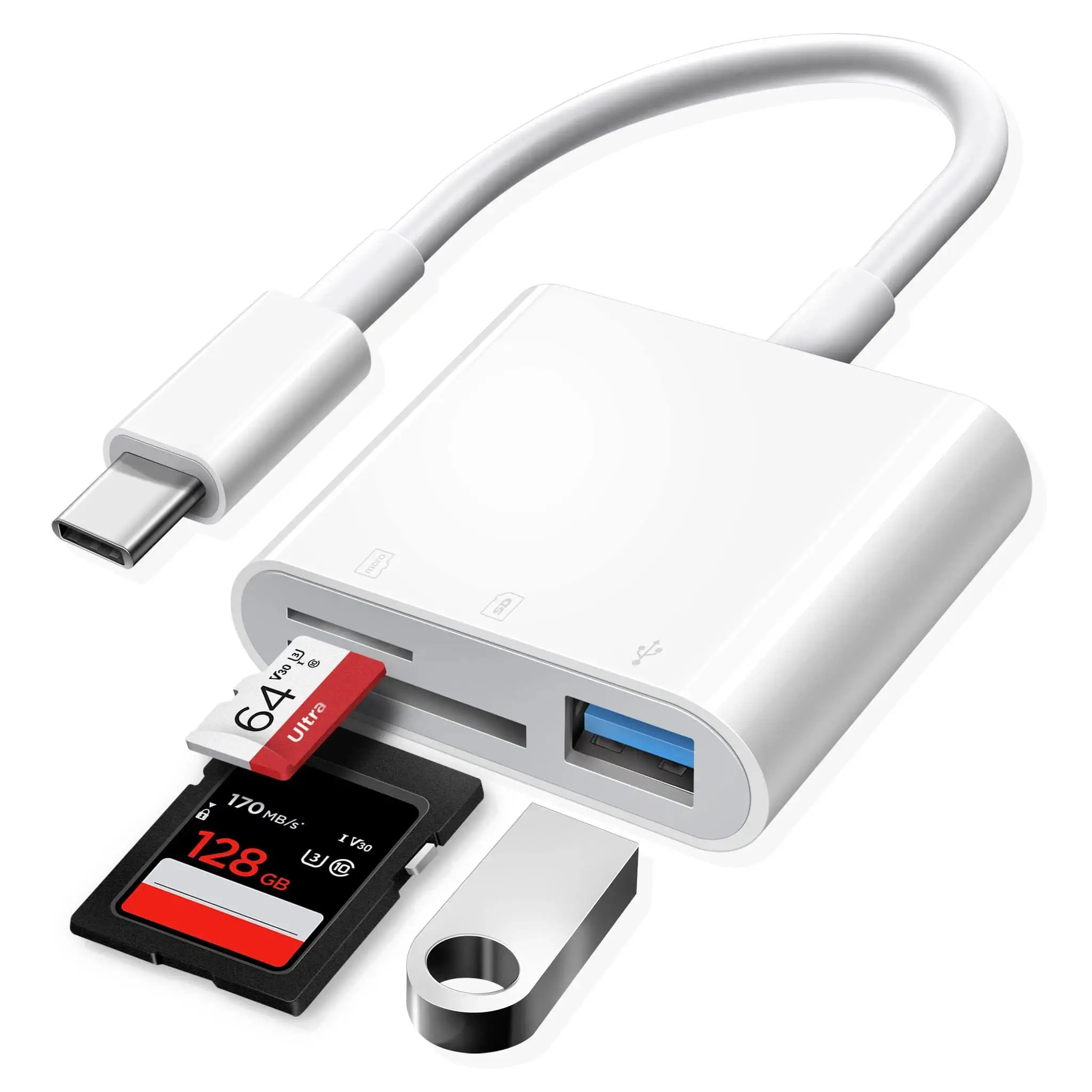 1x 3-in-1 USB C Adapter - SD TF Card Reader, OTG Hub, Type C to USB A Converter for Photographers, Content Creators (Android Phones, iPhone 15-16, Samsung, Laptops, Cameras) for Photo Video Transfer, Sd Card, 3-In-1 Design