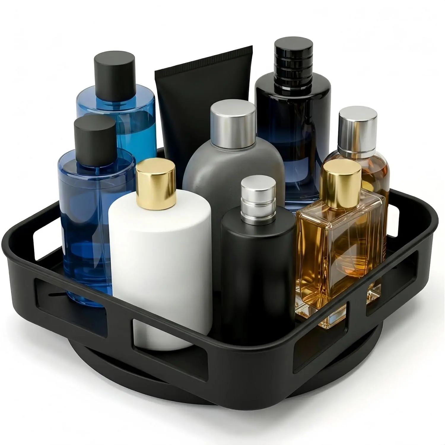 Cologne Organizer for Men, 360°Rotating Bathroom Organizer Countertop, Perfume Organizer, Vanity Tray for Perfume, Skincare, Shaving Kit, Bathroom Storage, Gift for Men