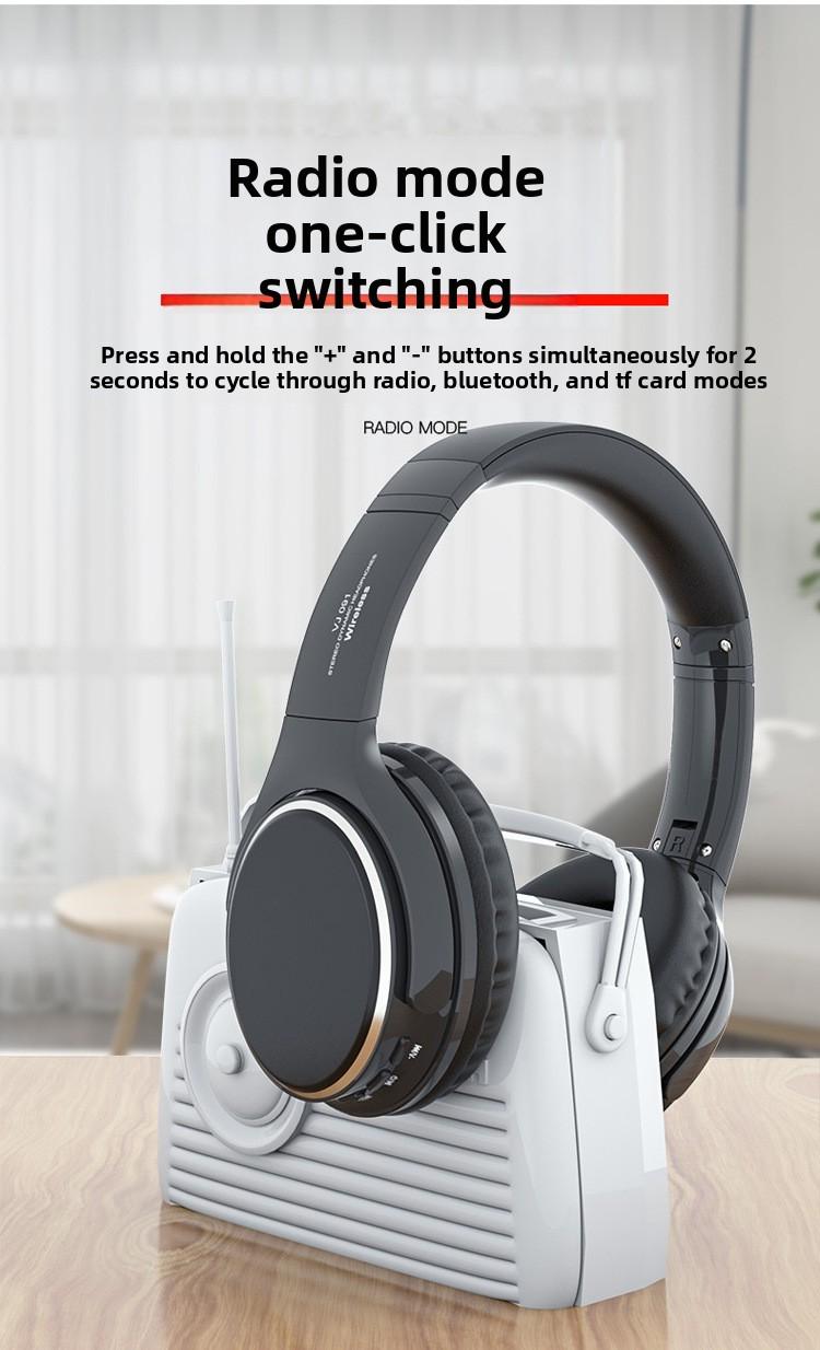 Retro over-ear Bluetooth headphones with card slot, foldable, wireless noise-cancelling music headset