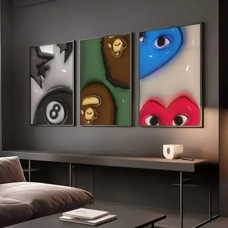3-Piece Canvas Decor Painting Art Set, Fun Creative Style, Modern Home Decor Decoration Items, Living Room Bedroom Office Background, Unframed Art Gift, Sp20260618 Model