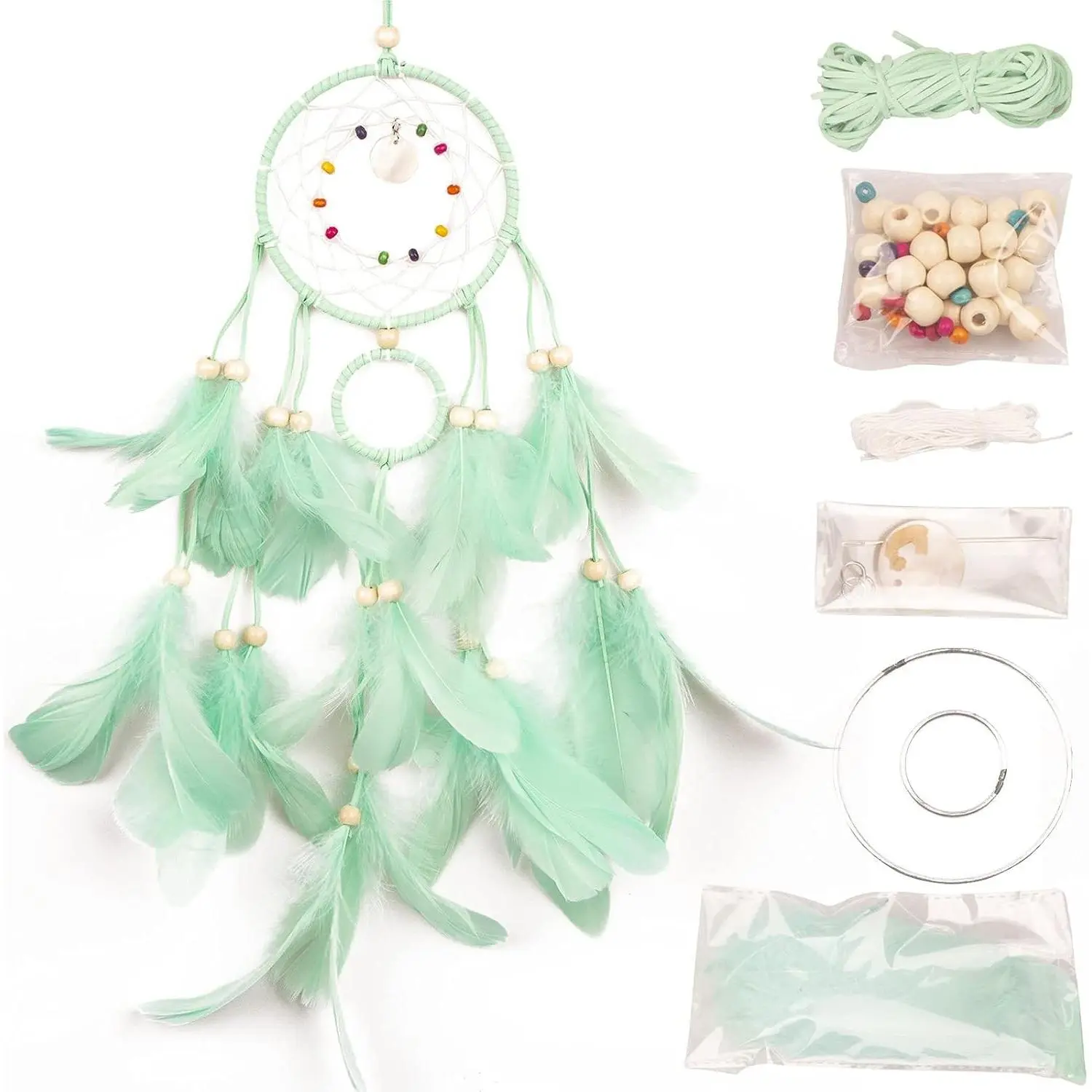DIY Dream Catcher Kit - Making Dream Catcher Supplies Craft Kit, Handmade Wall Decor for Bedroom, Living Room, Wedding and Party Decoration (Green)