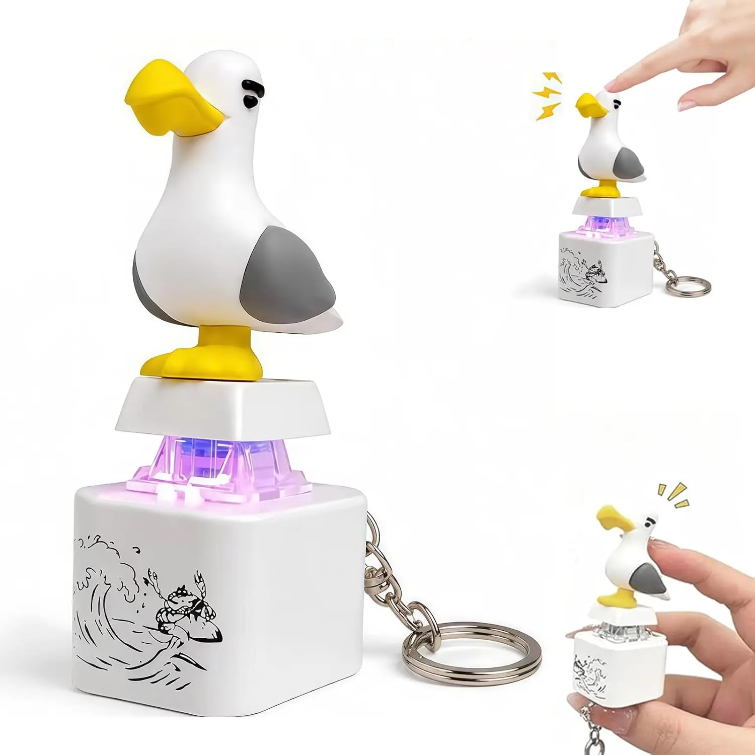 Seagull Mine Button Keychain Rechargeable Sound Keyboard Fidget Clicker Keychain
