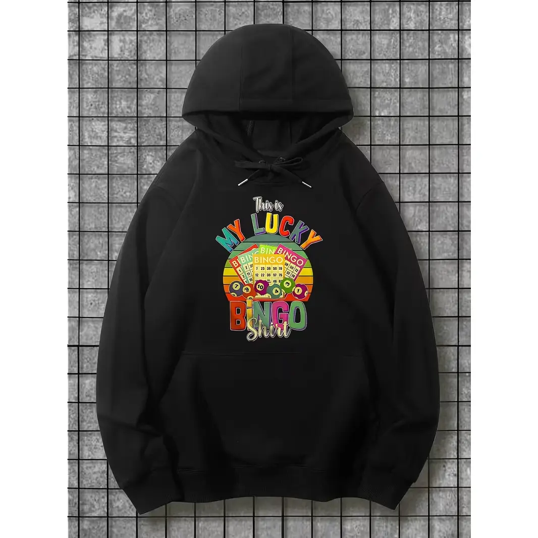 Lucky Bingo Game Graphic Hoodie,Oversized Comfort Cotton Fashion Outfit,Best Holiday Gift For Bingo Lover,Perfect Present For Family Friends Lovers