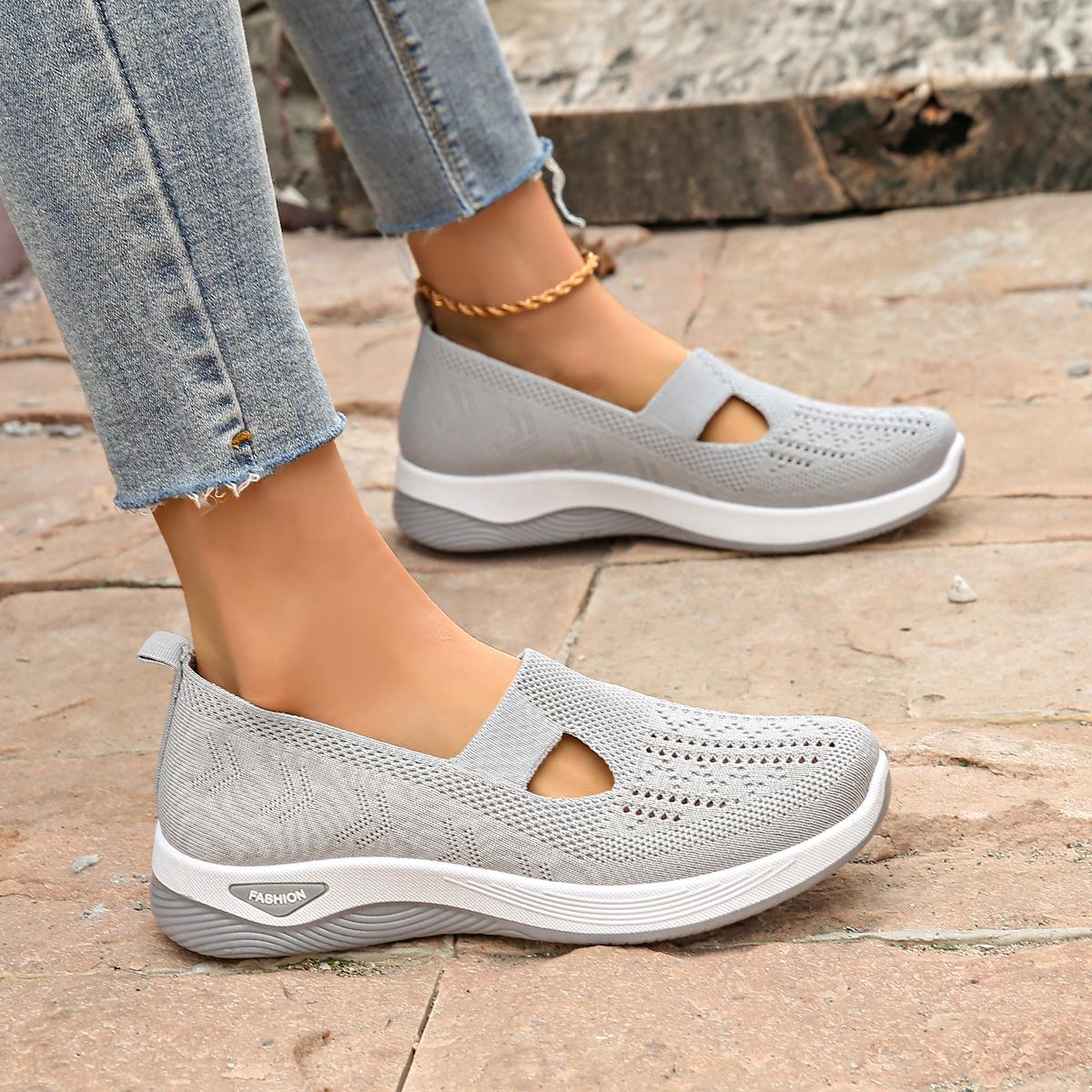 Women Breathable Knit Slip Ons Ultra Soft Sole Comfort Walking Shoes For All Day Wear Indoor And Outdoor