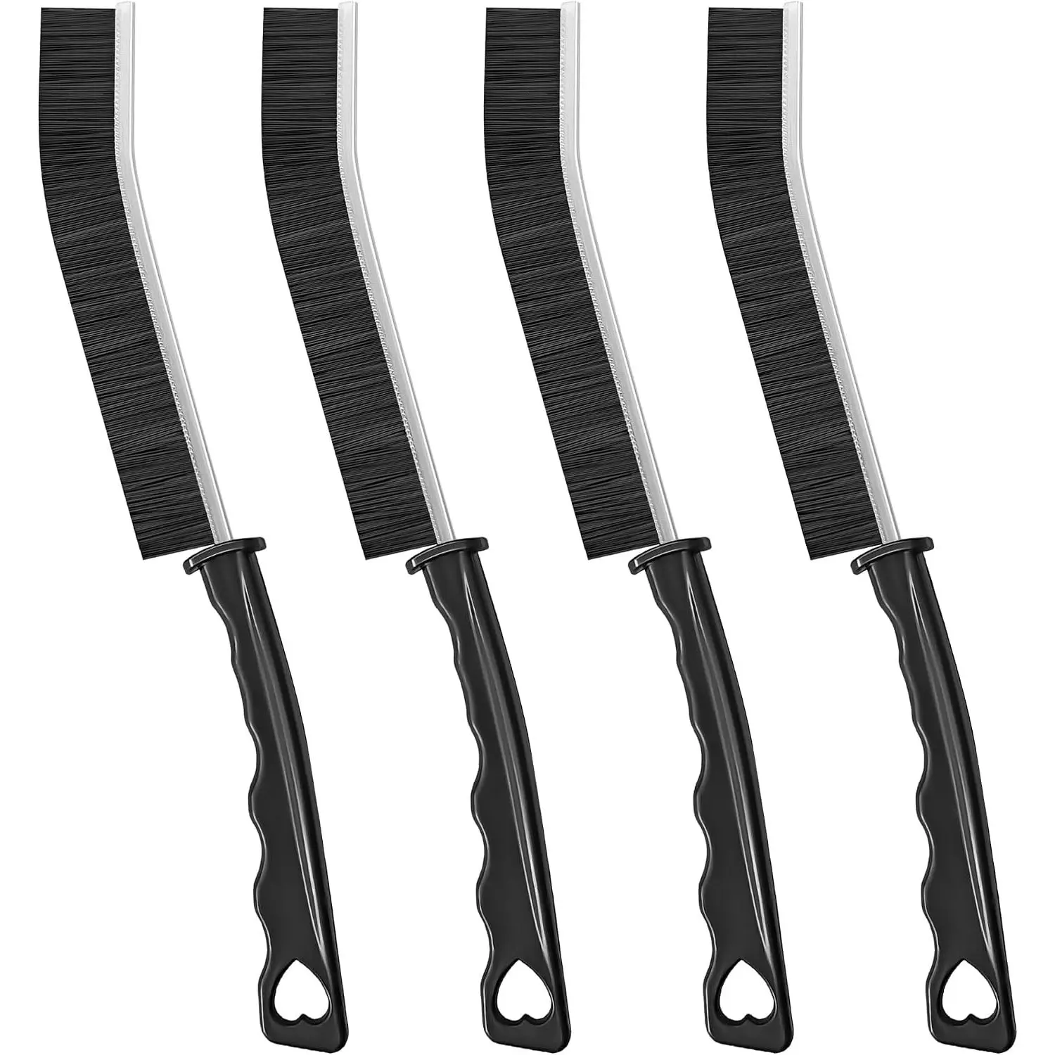 Multi-Purpose Hard Bristle Crevice Cleaning Brush -Deep  Gap Cleaning Tool for Household Use -Versatile, Durable, Thin Brush to Clean Tight Spaces -4 Pcs, Black