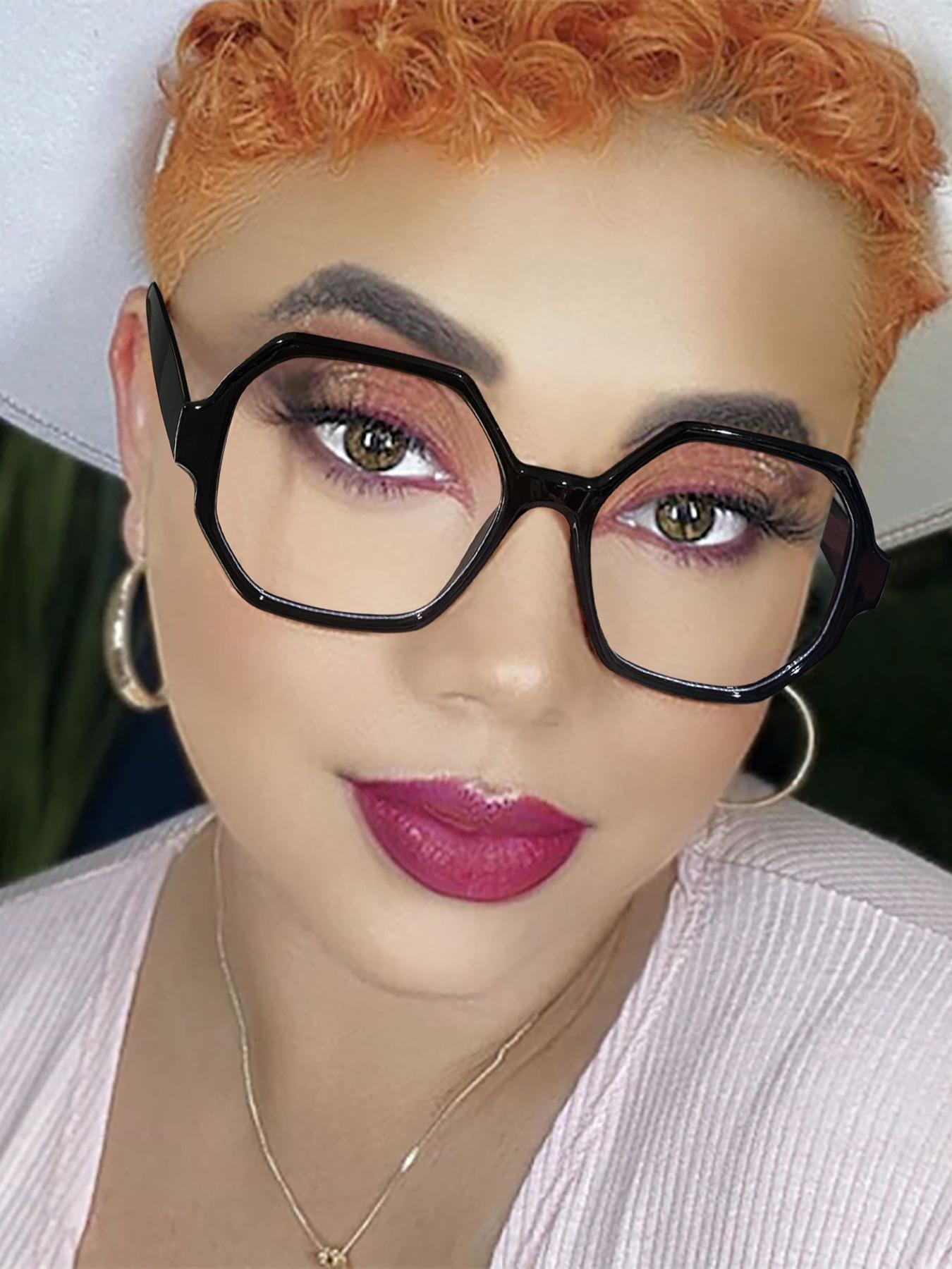 Unisex Simple Style Geometric Frame Eyeglasses, Trendy Tortoiseshell & Plain Color Eyeglasses for Women & Men, Fashion Accessories for Daily Use