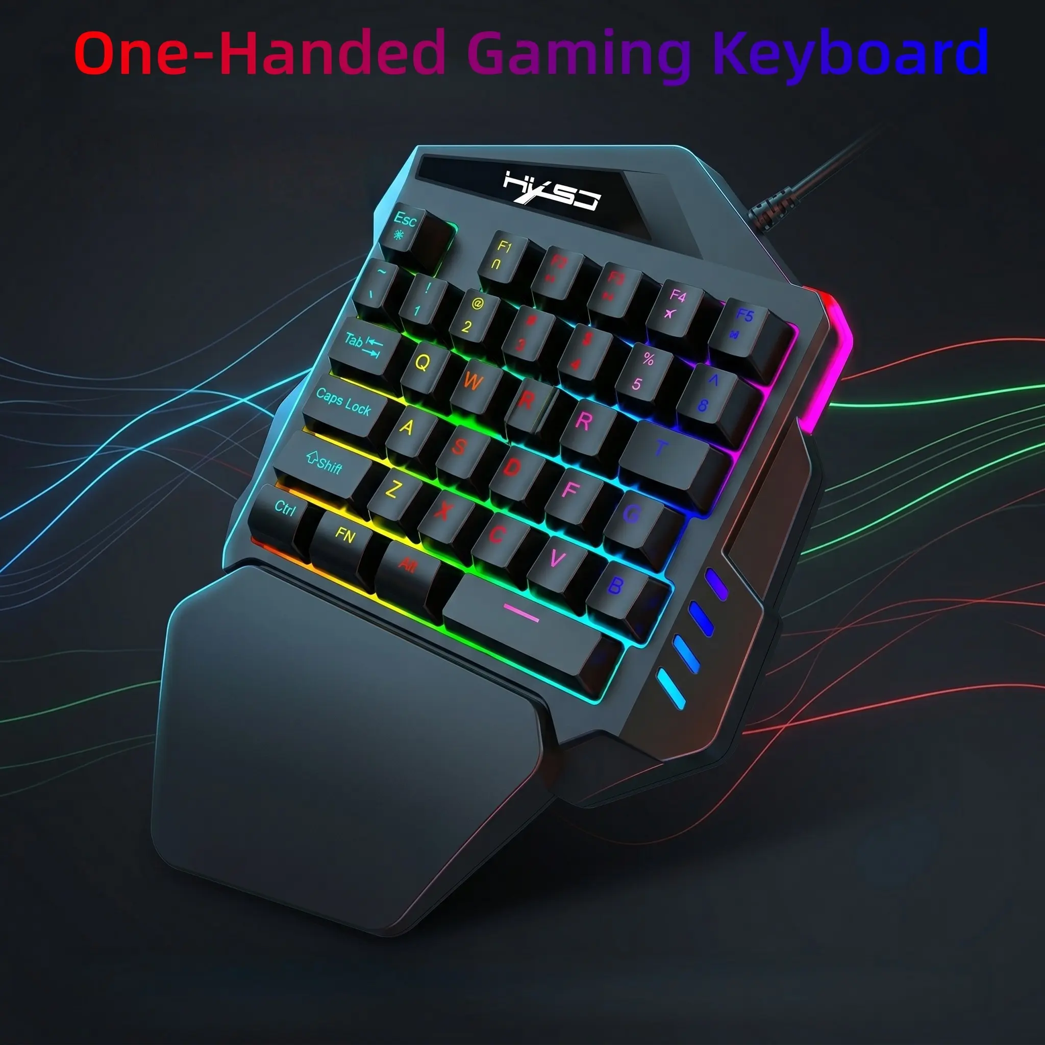 One Handed Gaming Keyboard RGB Backlit Led Backlit Keyboard, Lighted Keyboard, Rgb Lighting Keyboard, 35 Keys Portable Mini Keypad, Ergonomic Game Controller for PC Gamers, Wired Ambidextrous Design
