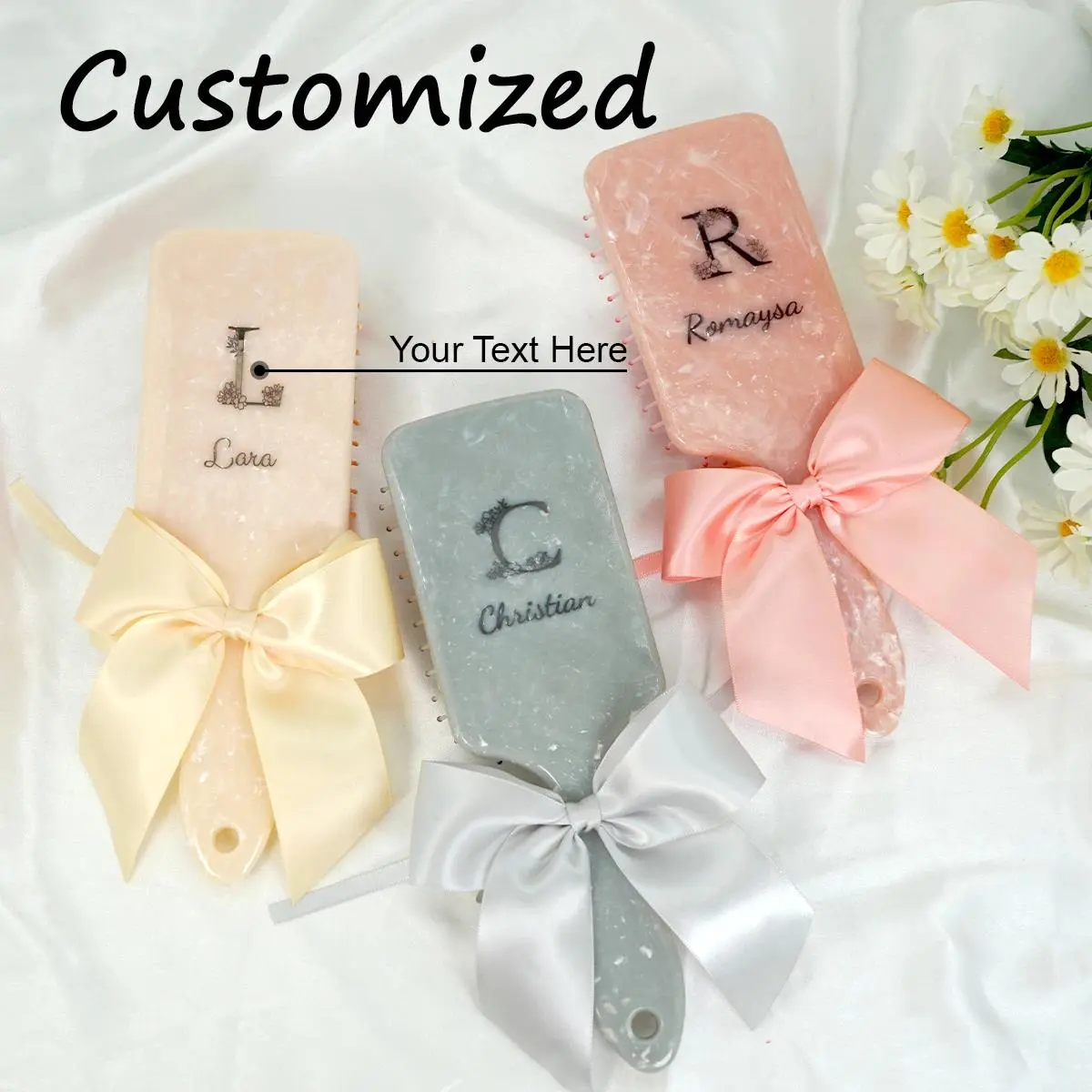 1pc Customized Personalized Hair Brush Engraved Name Scalp Massage Airbag Hairbrush Hairdressing Comb Mother's DAY Gift