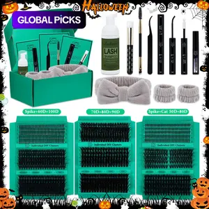 970 pcs Lash Clusters Kit D Curl 9 Styles Mix10-18mm Lashes Clusters Kit with Bond&Seal Lash Remover Brush Lash Applicator Headband Wristband set and Lash Shampoo & Brush, Perfect for Beginners & Proficient, Eyelash Extension Kit #TOP PICKS