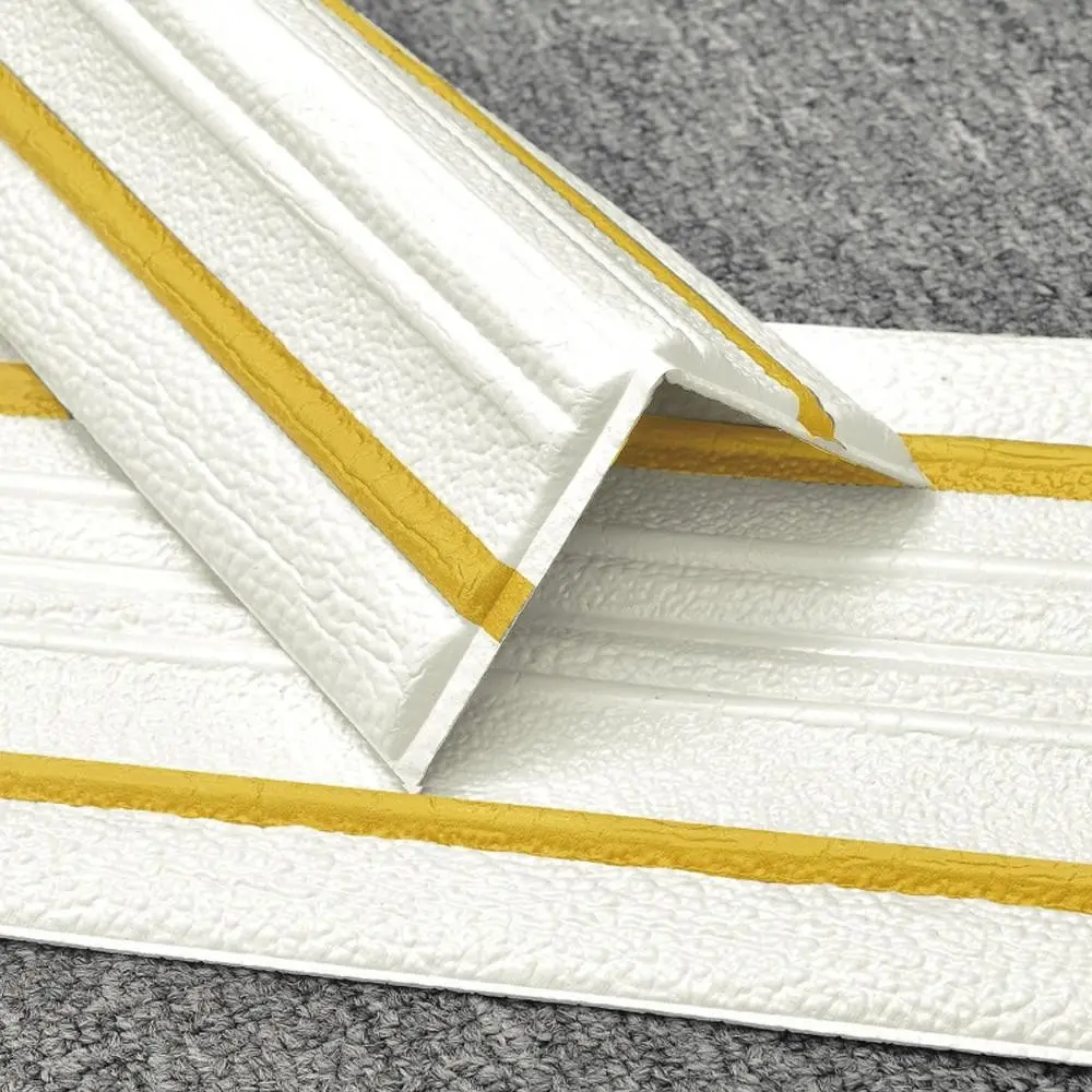 7cm Width 2.3m Length Double Line Self-Adhesive Decorative Molding, No Drilling Wall Edge Trim, Waterproof Bendable Ceiling Corner Line / Skirting Board / Background Wall Border Strip, Wall Damage Renovation Decor Strip