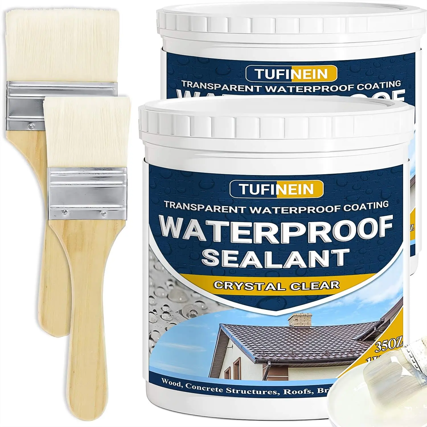 TUFINEIN 70oz Water-Based Invisible Waterproof Sealant - Concrete, Roofing, Wooden Surface Adhesive Sealant, Floor Coating for Indoor & Outdoor Use