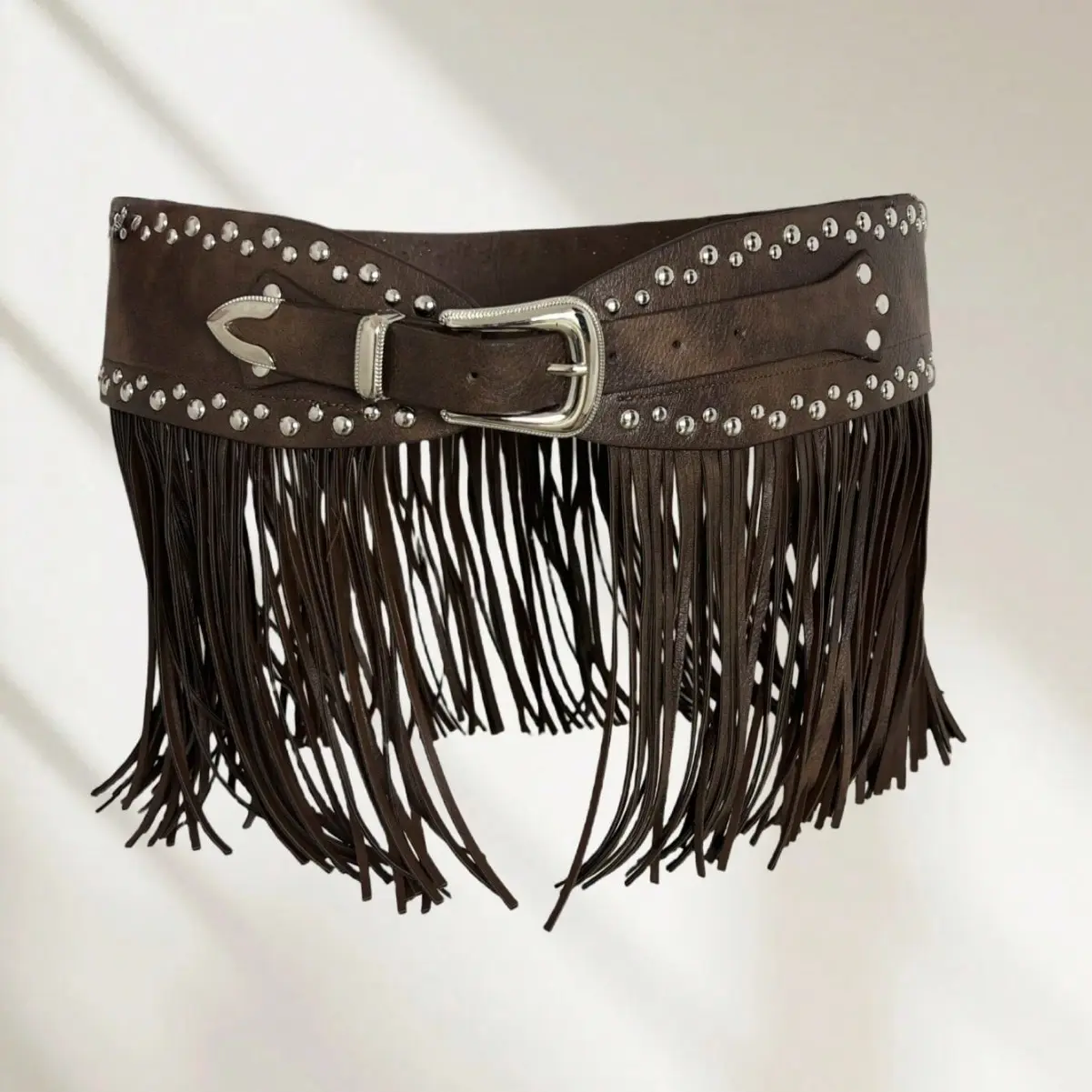 Western European and American denim vibe fringed belt retro wild hippie bohemian strap belt