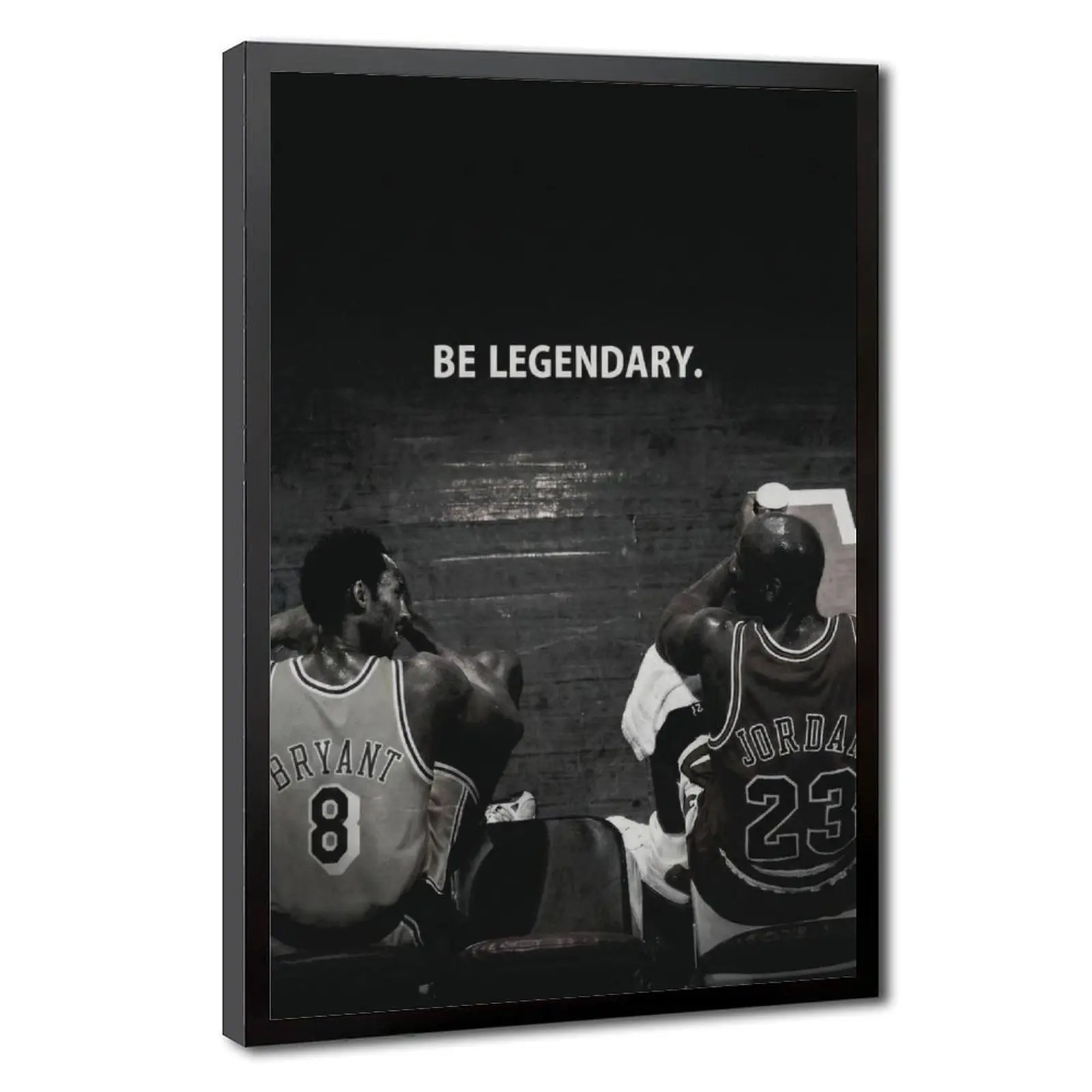 Canvas Wall Art Decor  Lakers Kobe Bryant No. 8 and Michael Jordan No. 23 Bench Moment Basketball Duo Poster  “Be Confident, Be Legendary”  Sports Decor for Gym or Home
