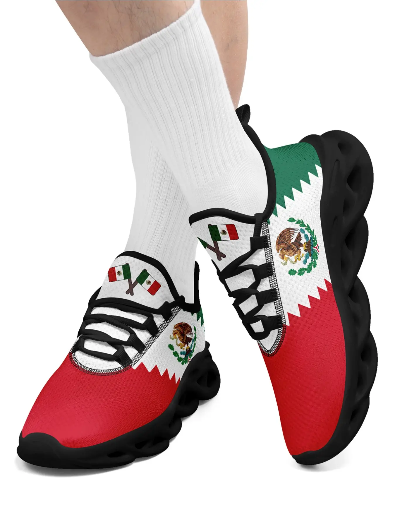 Men's Mexico Soccer Theme Lace-Up Sneakers, Low Top Shoes, Classic Lightweight  Sports Shoes, Comfortable Walking Shoes, Breathable Plus Size