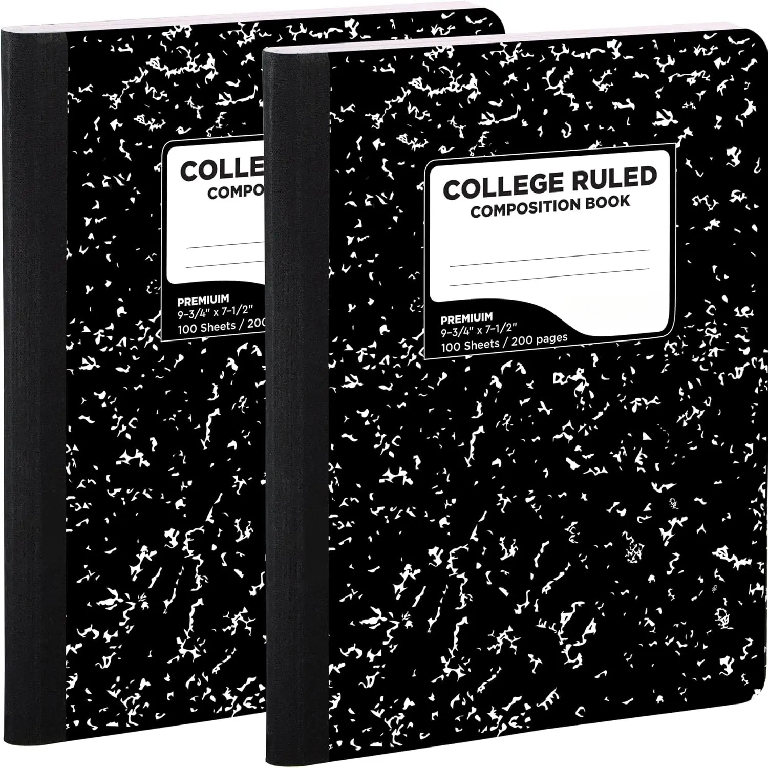 Marble Composition Notebook College Ruled (2 Pack) 100 Sheets Black Composition Notebook For  to School,  and Office