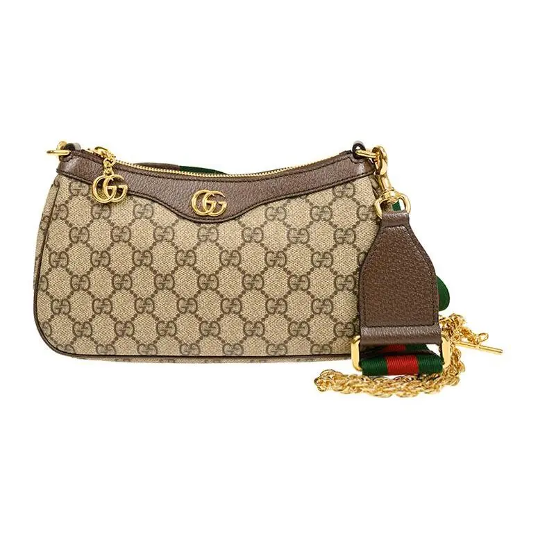 Gucci Ophidia Double G Logo Canvas and Leather Crossbody Bag for Women, Small Size, Black