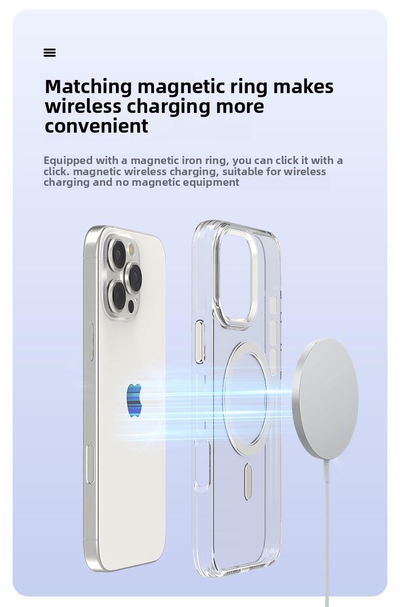 Clear Acrylic Magsafe Magnetic Mobile Phone Case for iPhone 17/16/16E/15/14 Plus/13/12/11 Pro Max/X/XS/XSMax, Anti-fall, Thin and Transparent, Airbag Anti-fall Full-cover Hard Protective Phone Cases, Compatible with iPhone 17 Pro Max