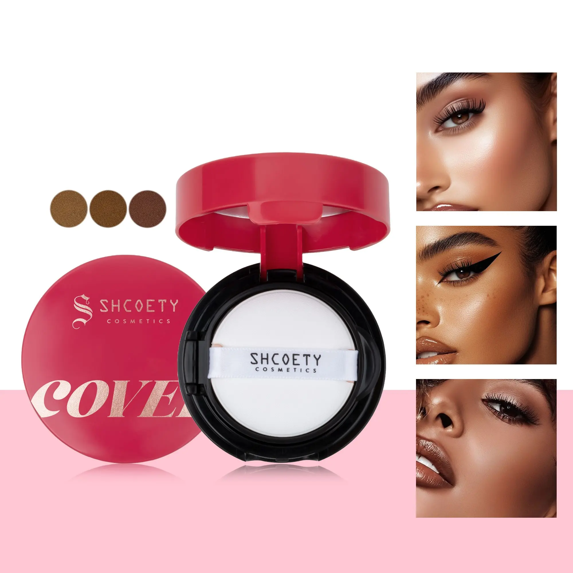 All-in-One Compact Cushion Foundation with Mirror and Powder Puff, Smooth Bare Skin Feeling Matte Cushion, Sweat Resistant Daily Touch Up Foundation with Flawless Skin Finish for Various Skin Tones