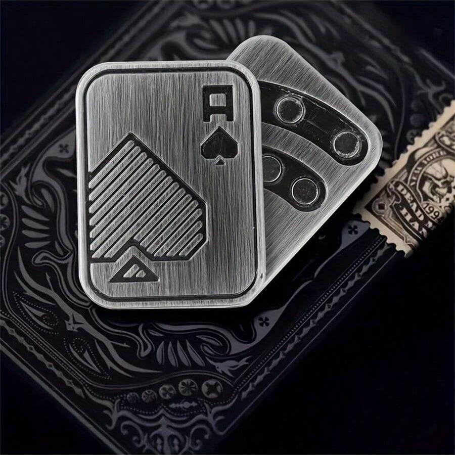 Metal Poker Push Card Fidget Slider, Stress Relief Fidgeting, Stress Relief Toys, Men's EDC Toys, Fidget Toys, Touch Coins, Desk Toys Gifts for Boyfriends and Fathers