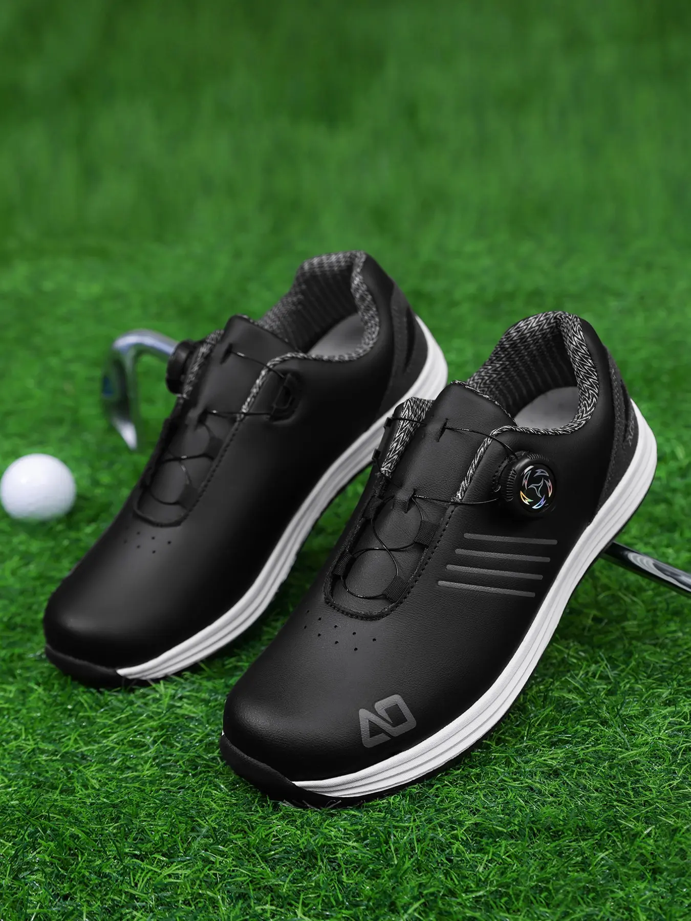 Men's Golf Shoes 2026 New Model, Athletic Spikeless Golf Shoes, Waterproof PU Leather, Anti-Slip Rubber Sole, Breathable Cushioning, Quick-On Design, Casual & Professional Sports Shoes