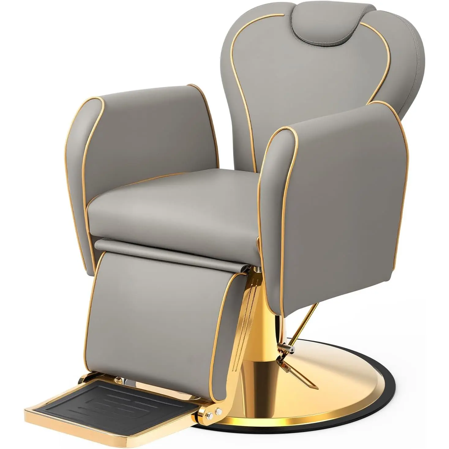 OmySalon Professional Barber Salon Chair - Sturdy Faux Leather, Waterproof Metal Frame, 360° Swivel Hydraulic, 330LBS Capacity, 19.7"-25.6" Height, Commercial Salon Equipment for Barbershops, Barber Salon Chairs