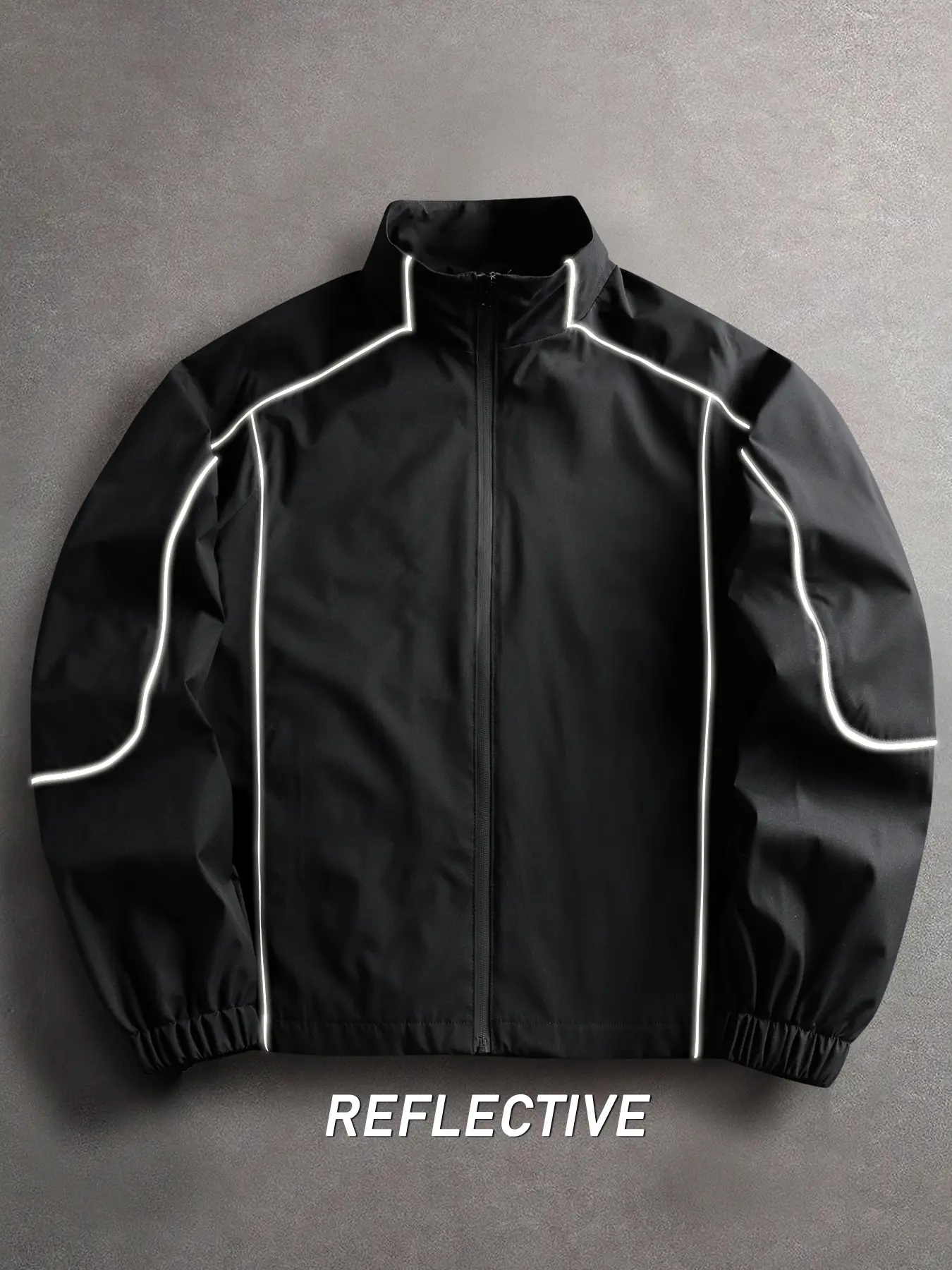 Men's spring and autumn jackets, Casual Fashionable Jacket, with zippered jackets, reflective lines and glow in the dark stripes. Hip hop streetwear combines fashion and functionality, suitable for daily wear and outdoor activities