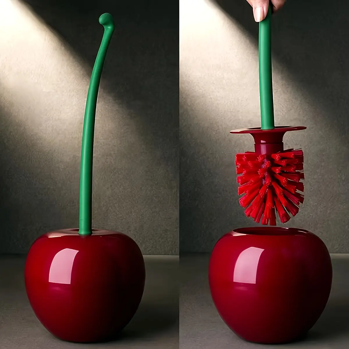 [Soft Toilet Brush] Durable Cherry-Shaped Toilet Brush with Soft Bristles |   1pc Long Handle Bathroom Cleaning Tool for Tight Spaces, Ergonomic Design, No Electricity Needed, Playful Design, Sturdy Construction