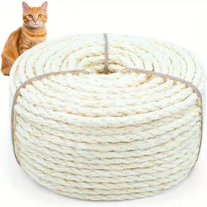 Hemp Rope 1/4 Inch X 65 Feet, Ideal for Cat Climbing, Furniture Ladder, Window Rest, Hammock, 6mm X 20m DIY Hemp Rope