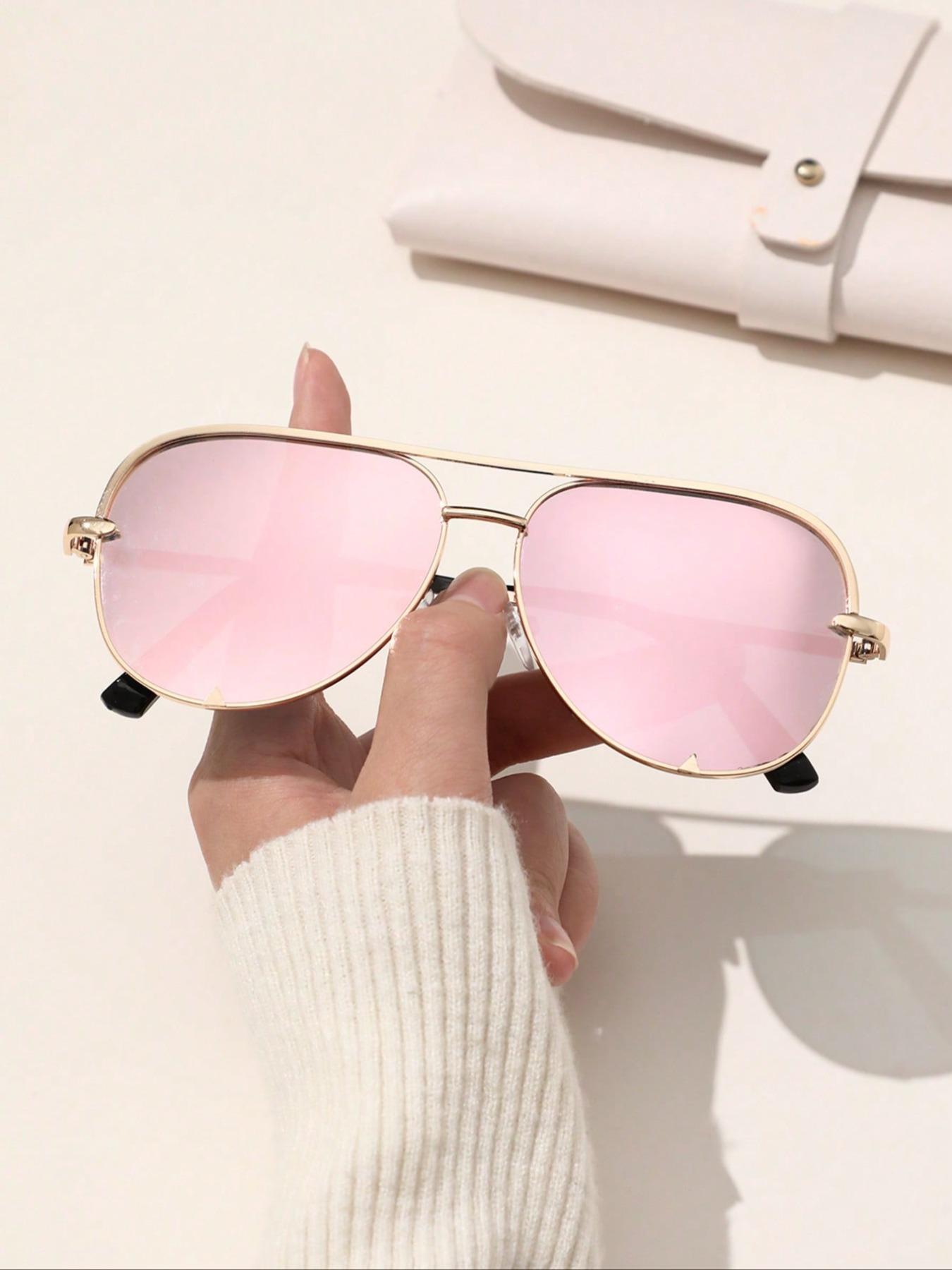 1 Pair Summer Top Bar Design Aviator Frames Sunglasses, New Personality Travel Accessories for Women & Men, Lightweight and Durable for Outdoor Sun Protection Glasses for Daily Use