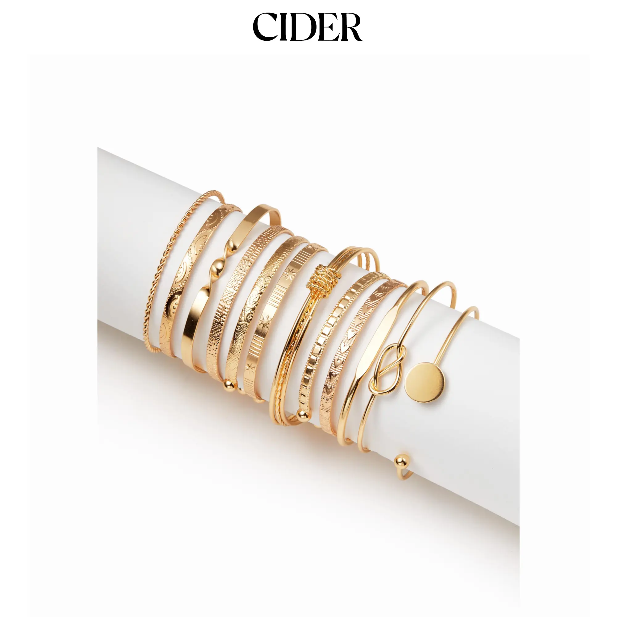 Cider 12 PCS TWISTED & TEXTURED BRACELET SET