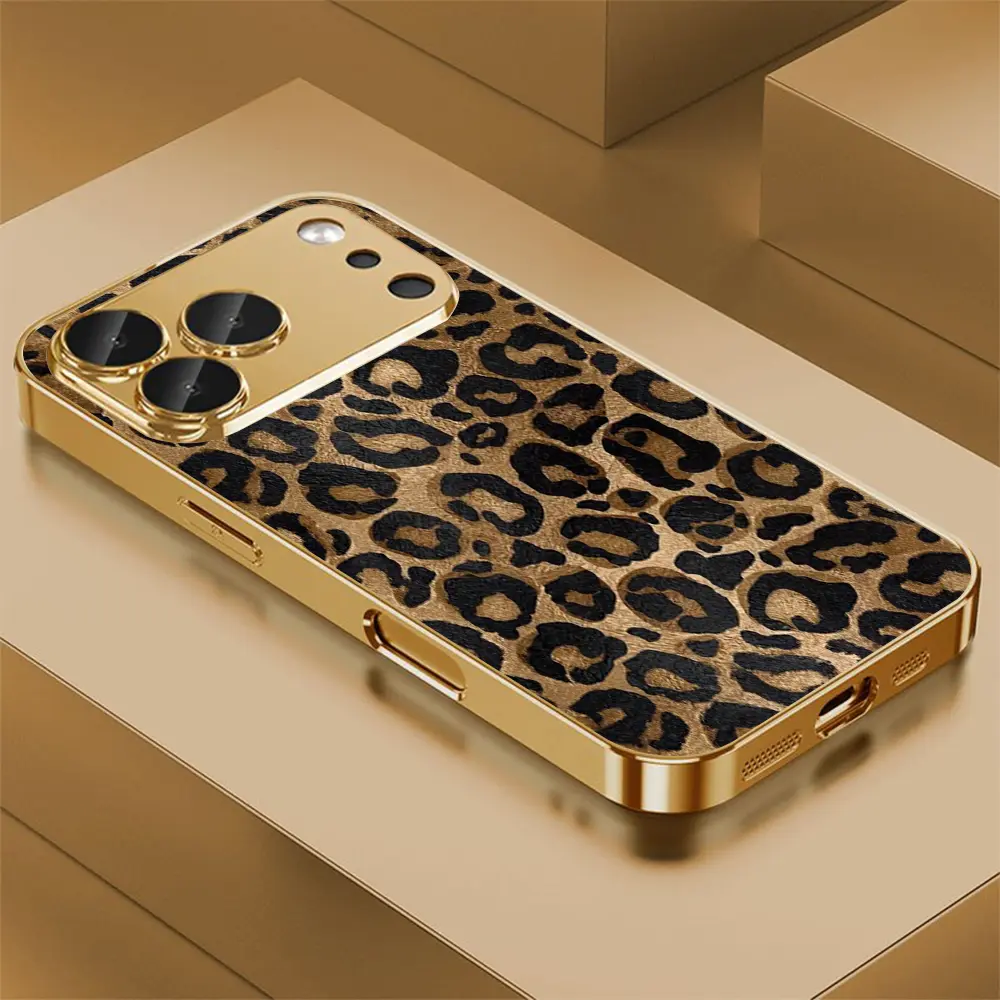 Vintage Leopard Print 2D Printed Pattern Phone Case,High Definition Glass Design Phone Protection Case, Suitable for iPhone 18 17 Pro Max 16 15 14 13 12 11 Galaxy S25 Ultra S24 S23 S22 S21 S20 A Series All Inclusive Phone Case-ZQ187
