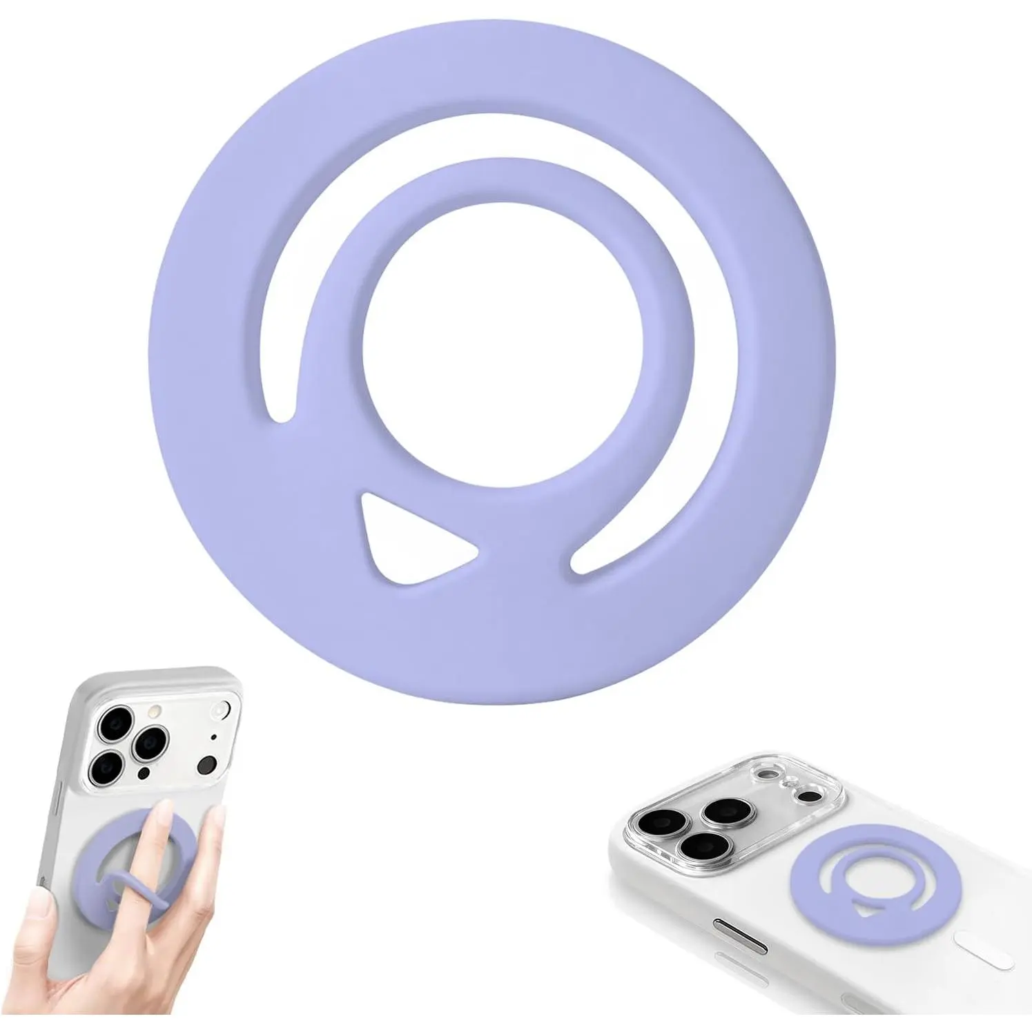 Double Sided   Ring Grip Phone Holder, Soft and Portable,   Attraction, Compatible with  17/16/15/14/13/12 MagSafe Phone Case Accessories (Lilac)