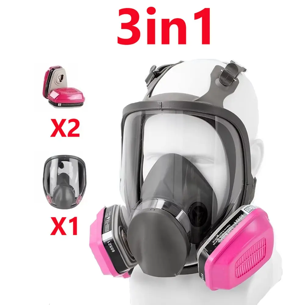 Full Face Respirator Mask with 60921 Activated Carbon Filters, Protective Respirator, Ideal for Paint, Welding, Polishing, Cutting, Dust Protection