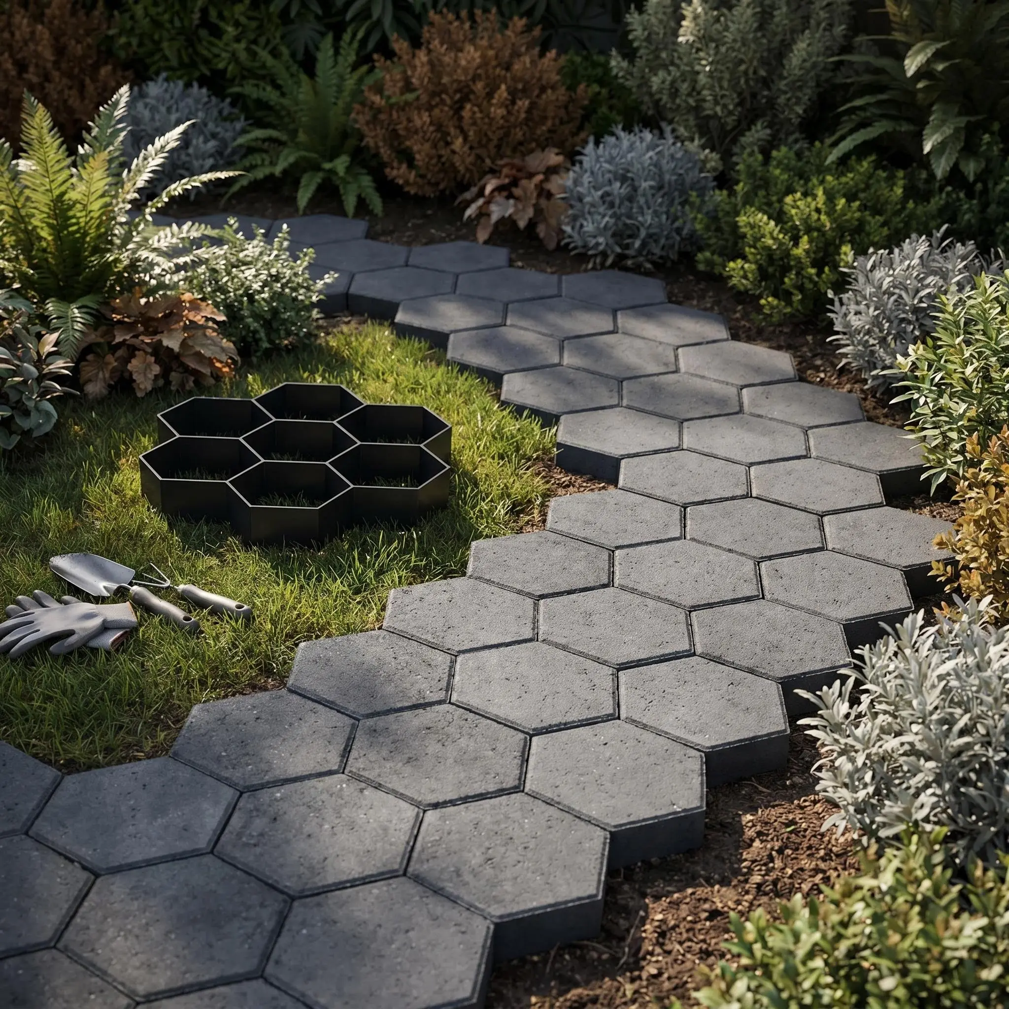 Hexagonal Concrete Step Stone Mold, Reusable Plastic DIY Outdoor Projects Garden Path Mold, Versatile, Durable, Easy to Remove, Weather Resistant, for Walkways, Patios, Backyards