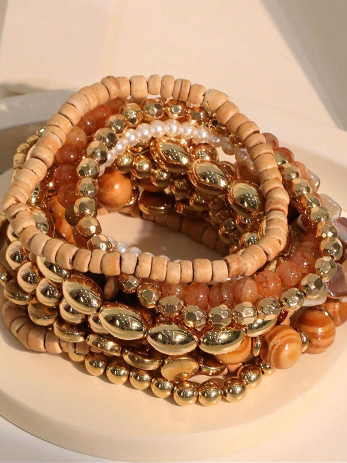 Boho Style Beaded Bracelet Set, Fashion Handmade Beaded Bracelet for Women & Girls, Casual Trendy Accessories for Party, Daily Clothing Decor, Bohemian Bracelets