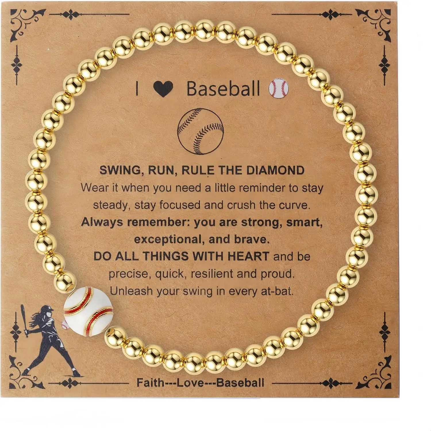 Volleyball/Softball/Basketball/Soccer/Pickleball Football Bracelet for Women Trendy 14K  Plated Adjustable 4mm  Beaded Bracelets  Gifts Stocking Stuffers Christmas Gifts for Her