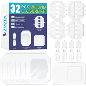 Wound Closure Strips, 32 Pcs Laceration Closure Kit - 2 Types Butterfly Bandages for Wound Closure, Emergency Quick Clot Suture Kit Butterfly Bandaids