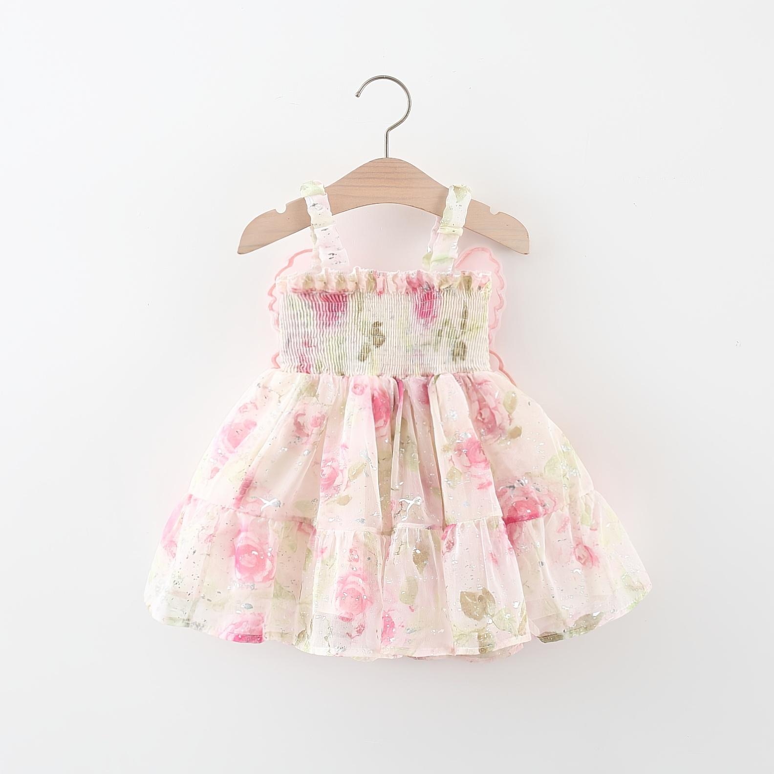 Summer Fairy Dress for Baby Girls with 3D Butterfly Wings, Perfect for Sweet Birthday Parties And Evening Events, Stylish Princess Gown for Girls Aged 0-3