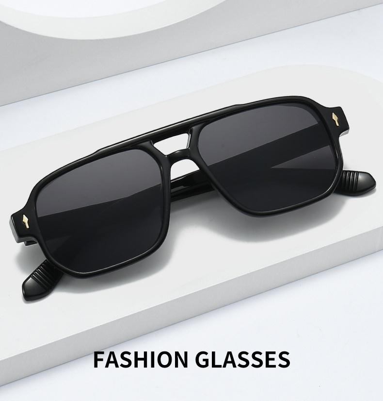 4-Pack  Retro Double Bridge Square Sunglasses - Unisex, Fashionable Luxury Design with Rivets, Trending Shades, UV400 Protective Lenses
