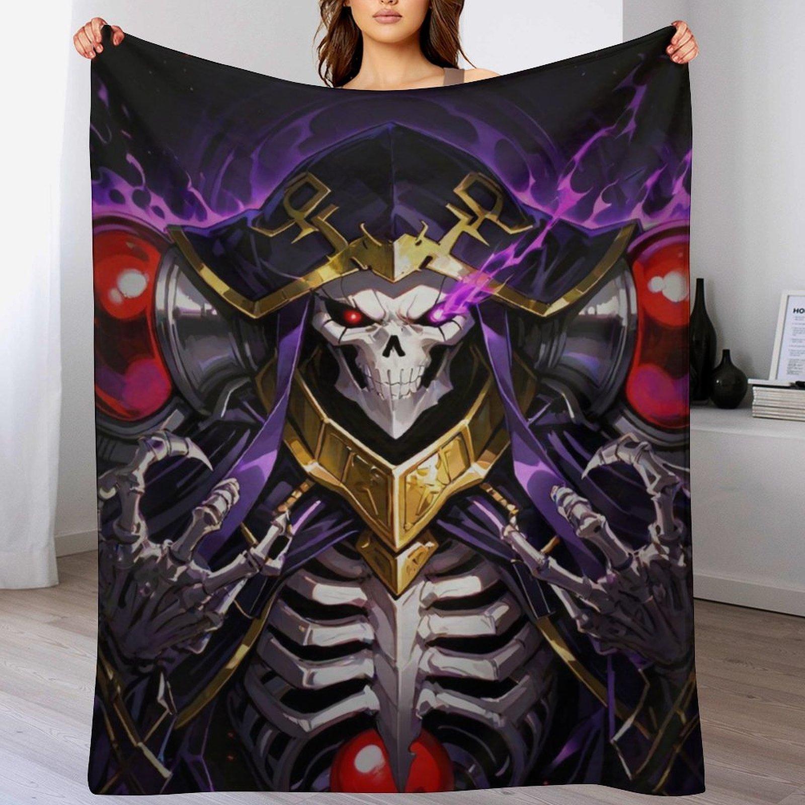 Overlord Ainz Ooal Gown Anime Throw Blanket, Soft Flannel Momonga Blanket, Cozy Anime Decor for Couch Bed, Anime Lover Gift