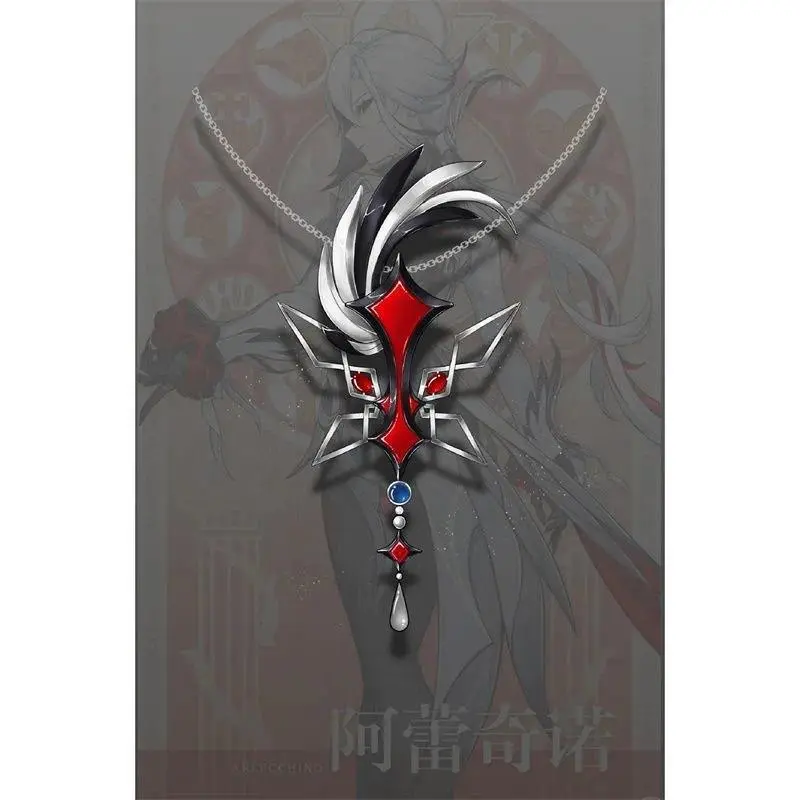 Game Genshin Impact The Knave Arlecchino Cosplay Necklace Unisex Chain Choker Alloy Pendant Jewelry Hip-pop Accessory Props Gift