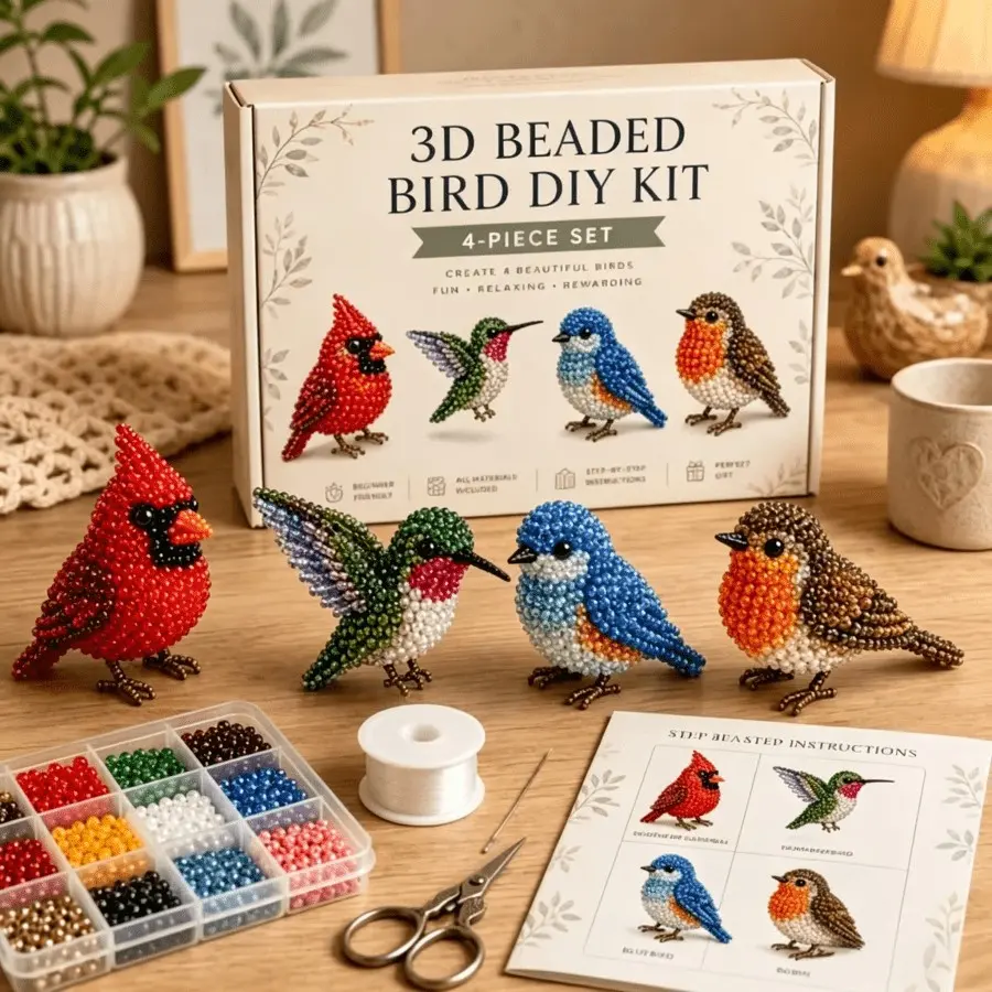 3D Beaded Animal DIY Craft Kit Handmade Bead Art Set For Beginners DIY Cute Figurine Creative Beading Project For Adults DIY Beads