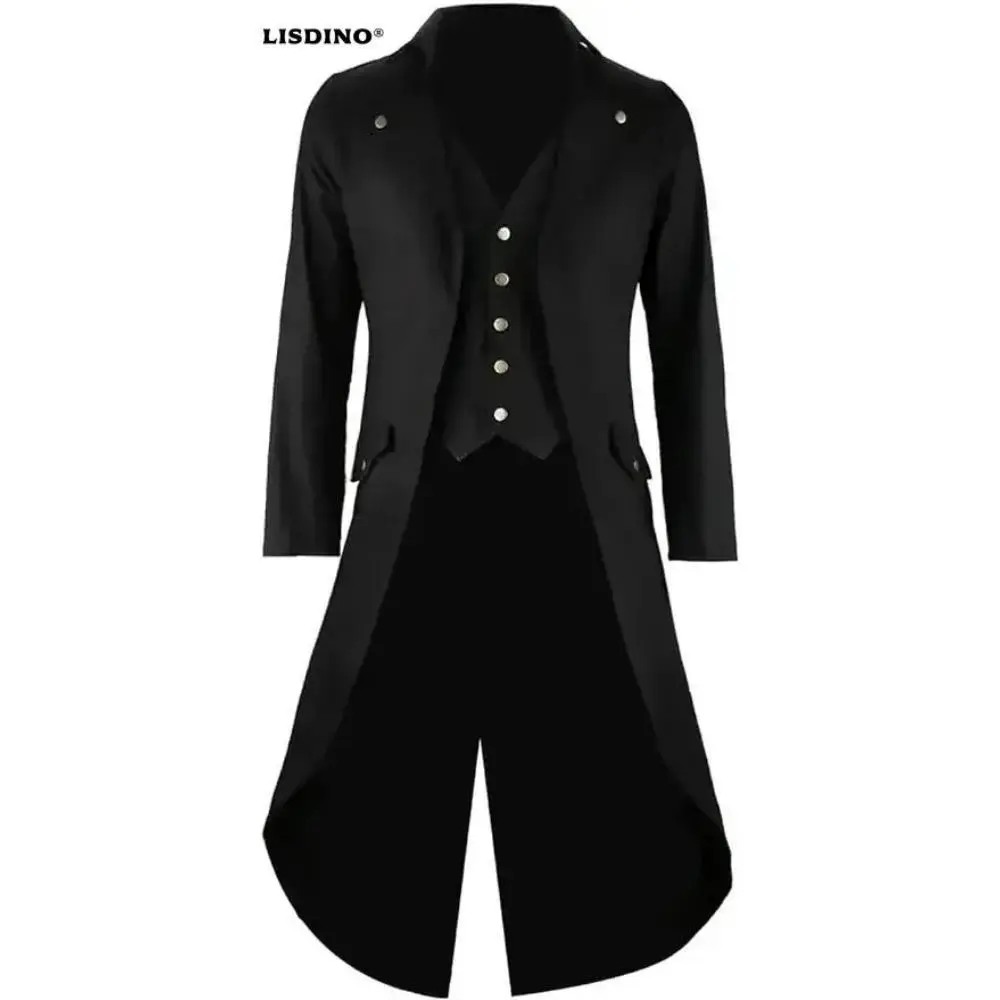 Mens Black Vintage Tailcoat Jacket Fancy Cool Cosplay Costume Robe